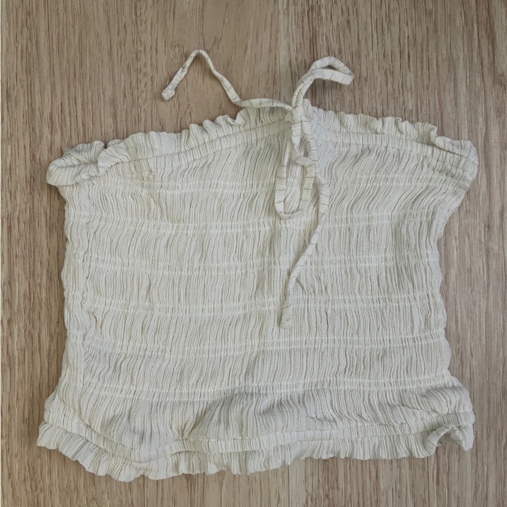 STATEMENT Cream Ruched Tube Top